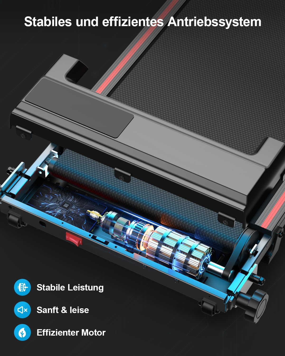 Detalle 2 de Norvexa Laufband für Zuhause – Klappbar, leiser 2.0-HP-Motor, 1–10 km/h, kompakt & leicht zu verstauen