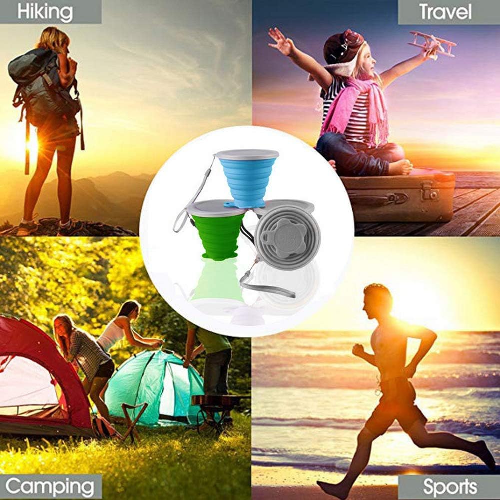 Detalle de ddLUCK Silicone Foldable Cup (2 Pack) BPA Free Collapsible Travel Mugs with Sealing Lid