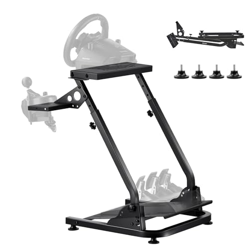 Detalle de VEVOR Supporto per Volante da Corsa, Cockpit Regolabile e Pieghevole per Logitech e Thrustmaster (Pedali non inclusi)