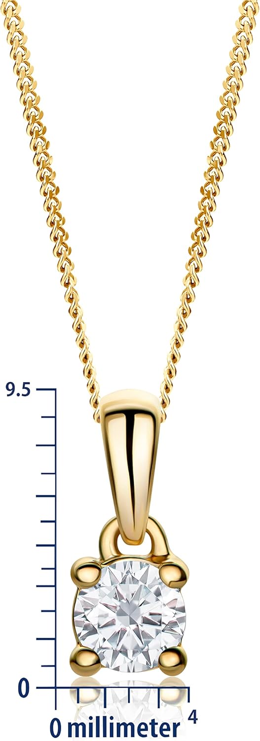 Thumbnail 1 de MIORE Collana Donna in Oro 14K 585 con Ciondolo Solitario Diamante Lab-Grown 0,10–0,20 Ct e Catena 45 cm