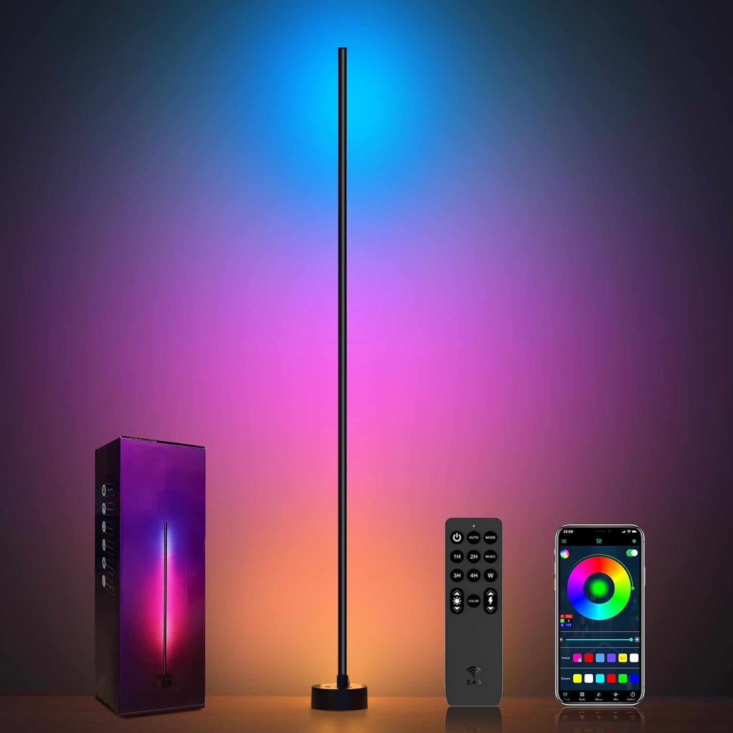 Detalle de Miortior LZ-1201000A RGB Corner Floor Lamp with App and Music Sync