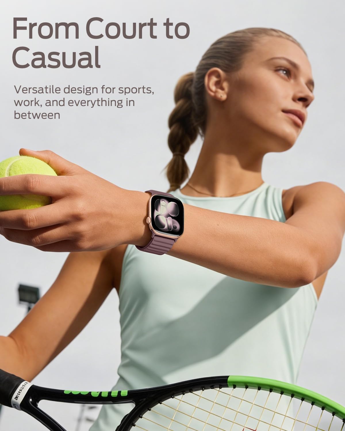 Detalle de Patented Magnetic Silicone Sport Band for Apple Watch (Series 11 to Ultra) — Two Size Options, Infinitely Adjustable Magnetic Lock