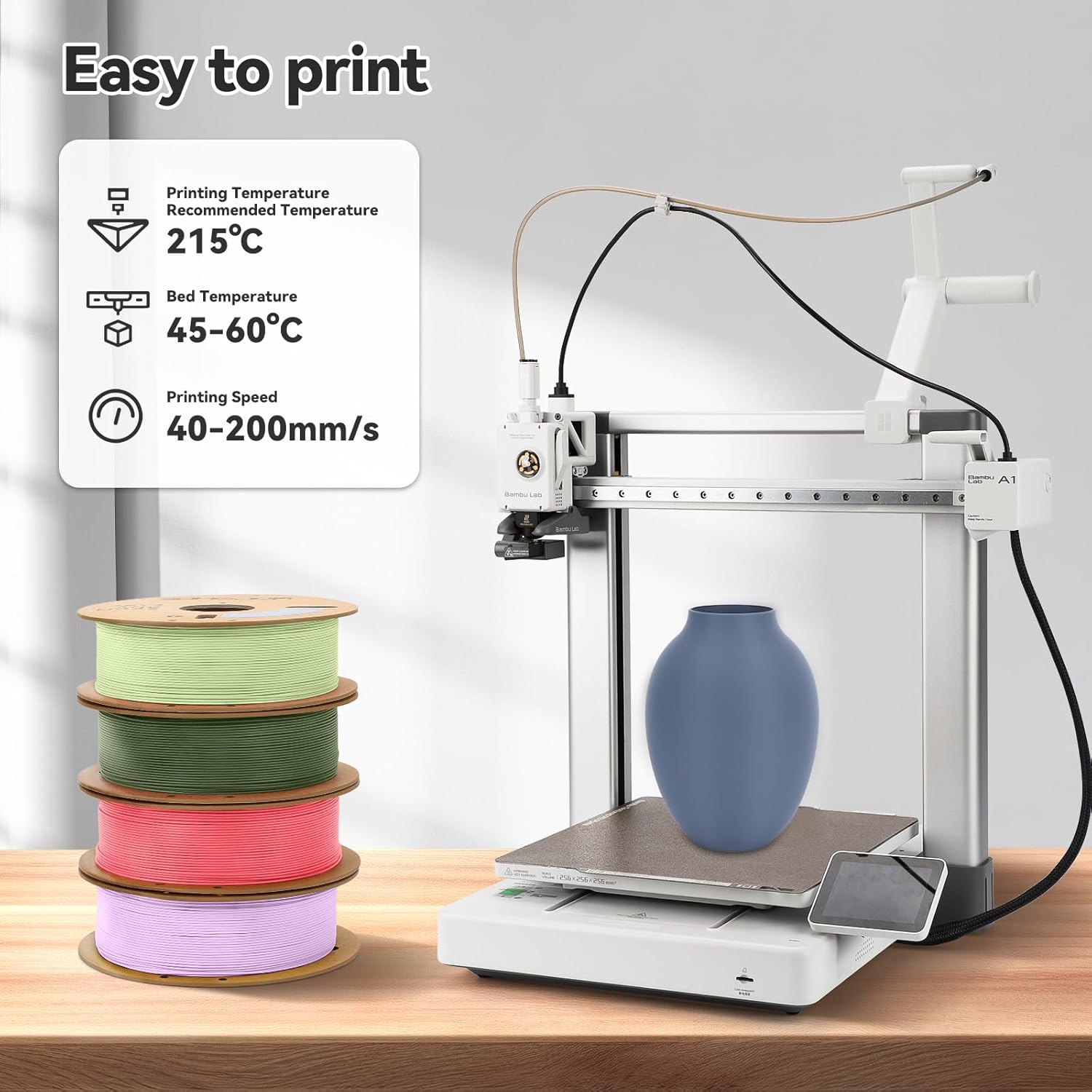 Detalle de 3DHoJor Matte PLA Filament 1.75mm Grey – 1kg for Most FDM Printers