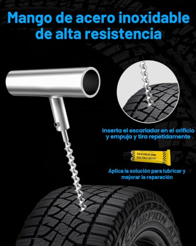Detalle de Beanewone Kit Antipinchazos para Coche: 10 tiras, sonda en T y estuche para reparaciones rápidas