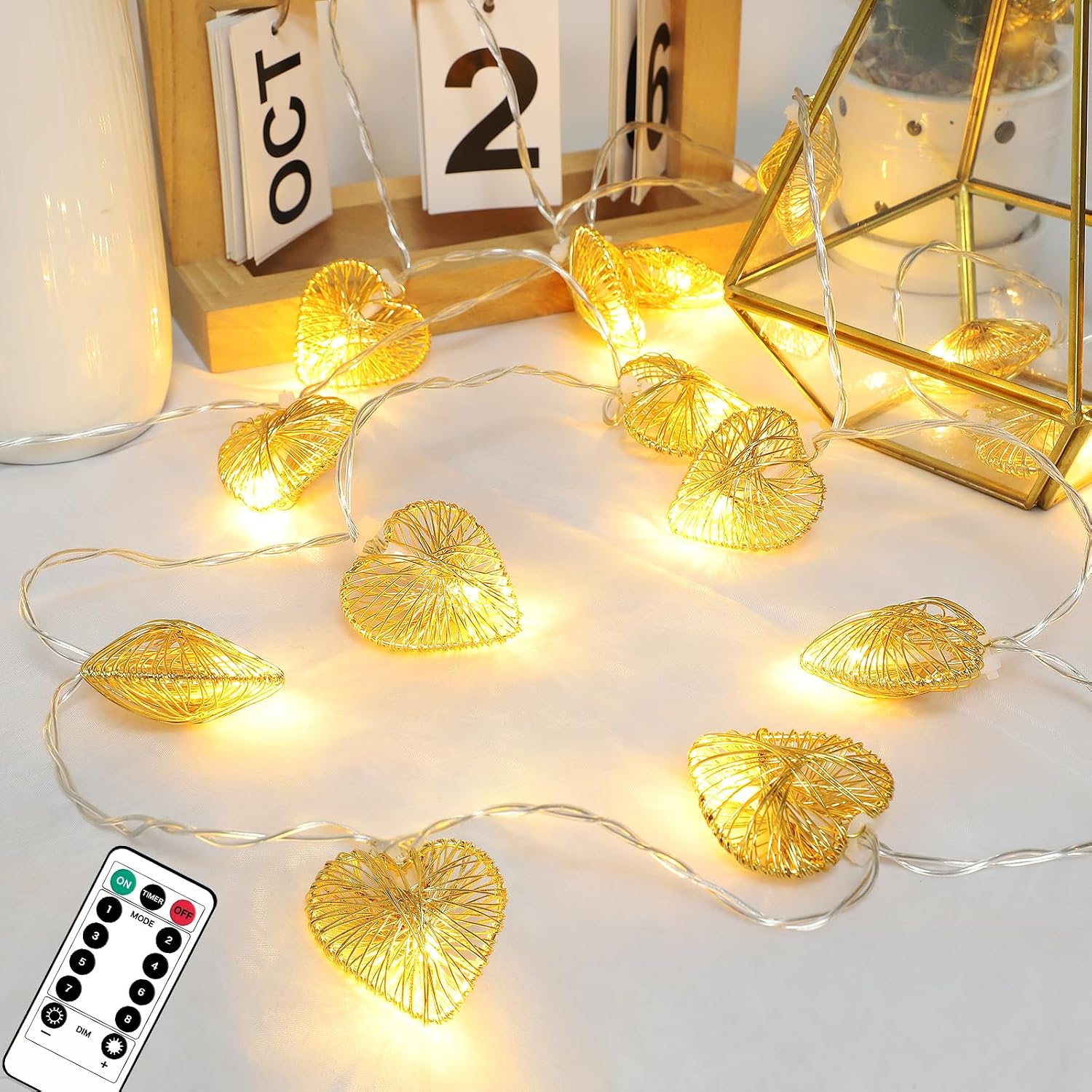 Detalle de A.bigwhale Lichterketten Innen – Herzförmige 20 LED, USB, Timer, 5 m
