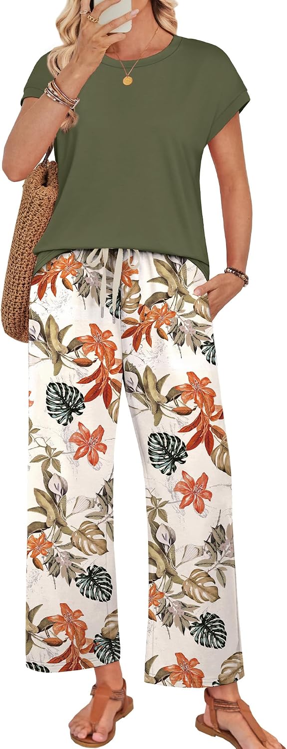 Detalle de WIHOLL Two Piece Sets for Women: Stylish Spring-Summer Lounge & Travel Duo