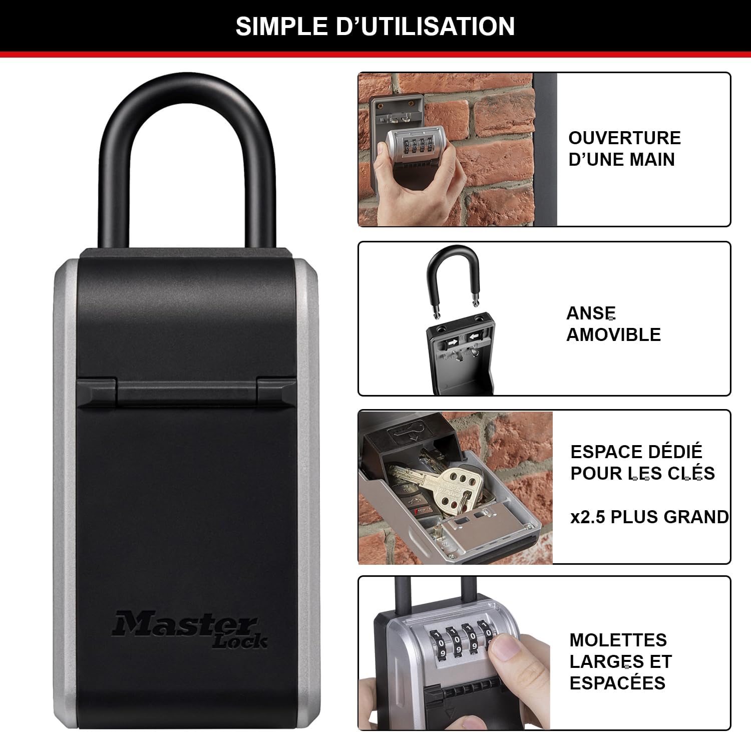 Thumbnail 5 de Master Lock Boîte à clés nouvelle design avec anse – grande capacité et sécurité renforcée