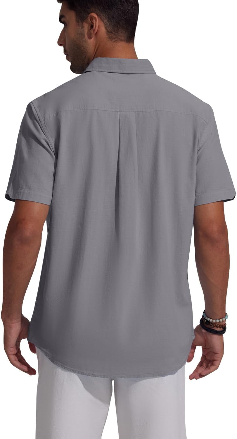 Thumbnail 3 de Friptspyg chemise homme lin & coton manches courtes coupe regular casual (avec poche)