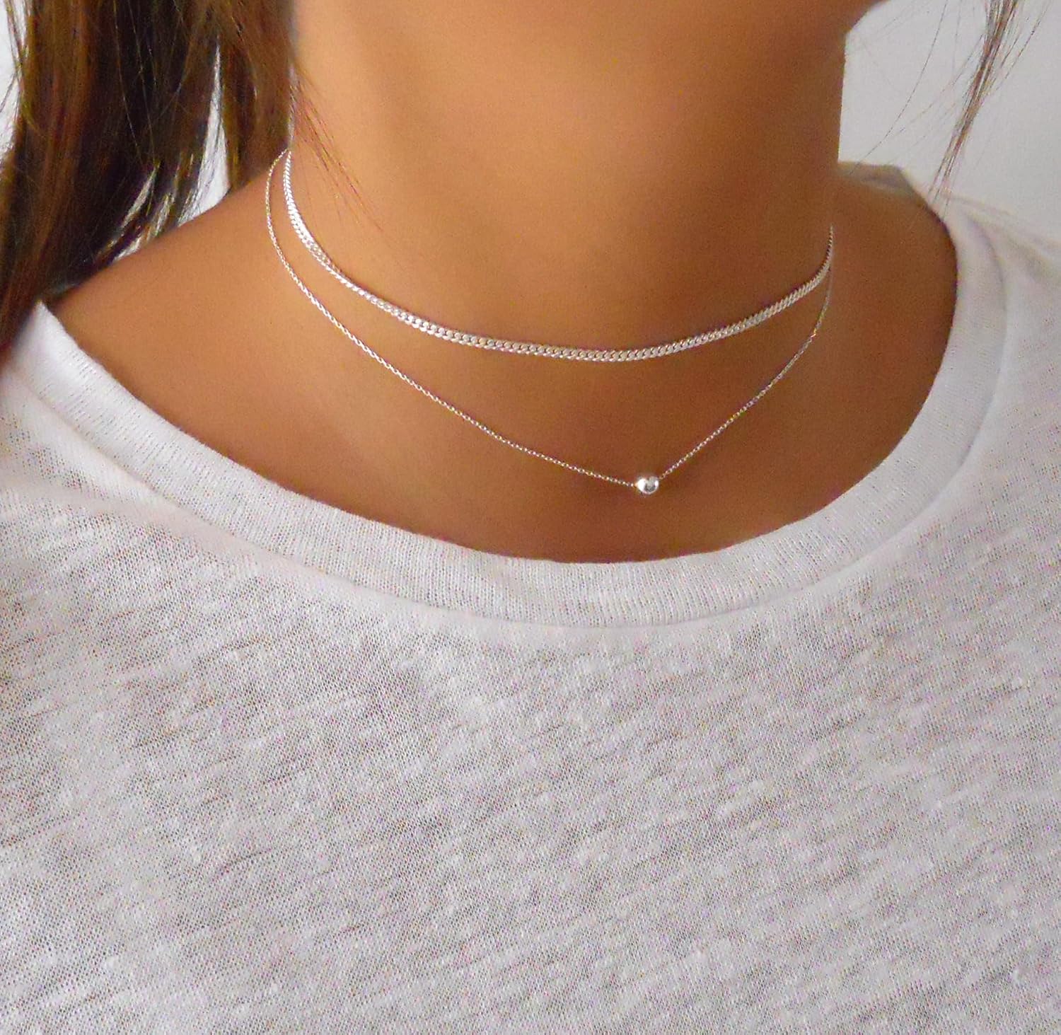 Thumbnail 3 de Annika Bella Set of 2 Silver Choker Necklaces