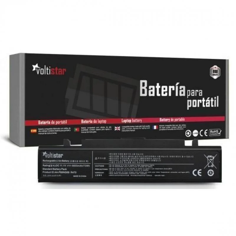 Detalle de Voltistar Batería para Portátil Samsung E152/E251/E252/E372 y más (AA-PB9NC5B/AA-PB9NC6B/AA-PB9NS6B) — 11.1 V, 6600 mAh