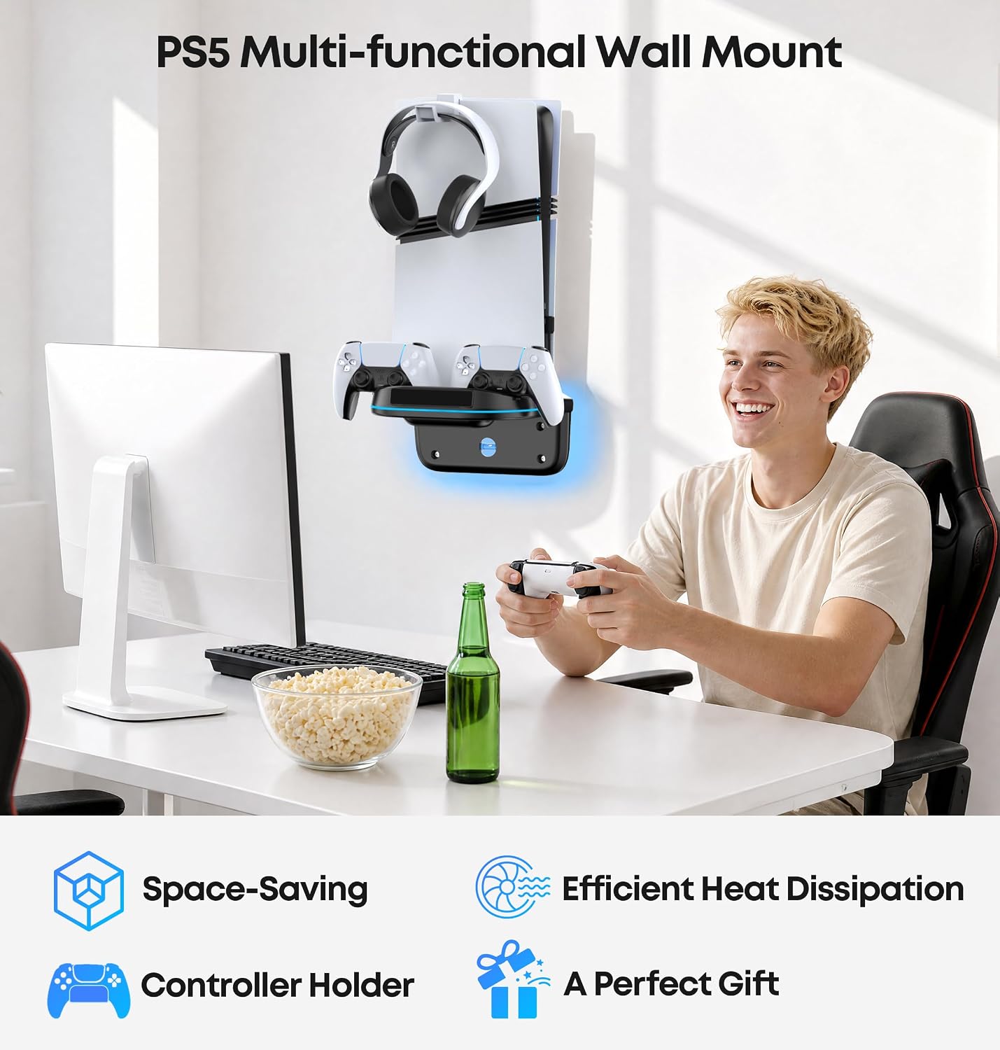Thumbnail 6 de Tokluck VG-P5447 PS5 Wall Mount Cooling Station with Dual Charger and RGB
