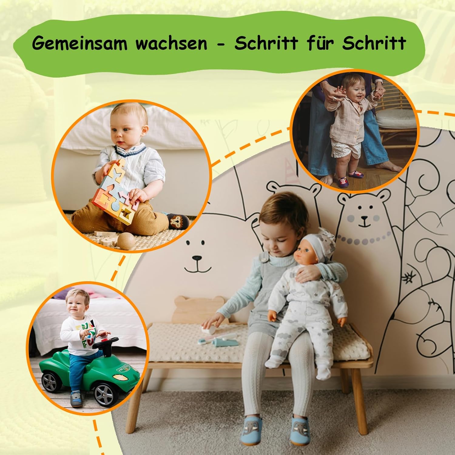 Thumbnail 2 de SAYOYO Weiche Leder-Krabbelschuhe für Baby & Kleinkind – rutschfeste Wildleder-Sohle