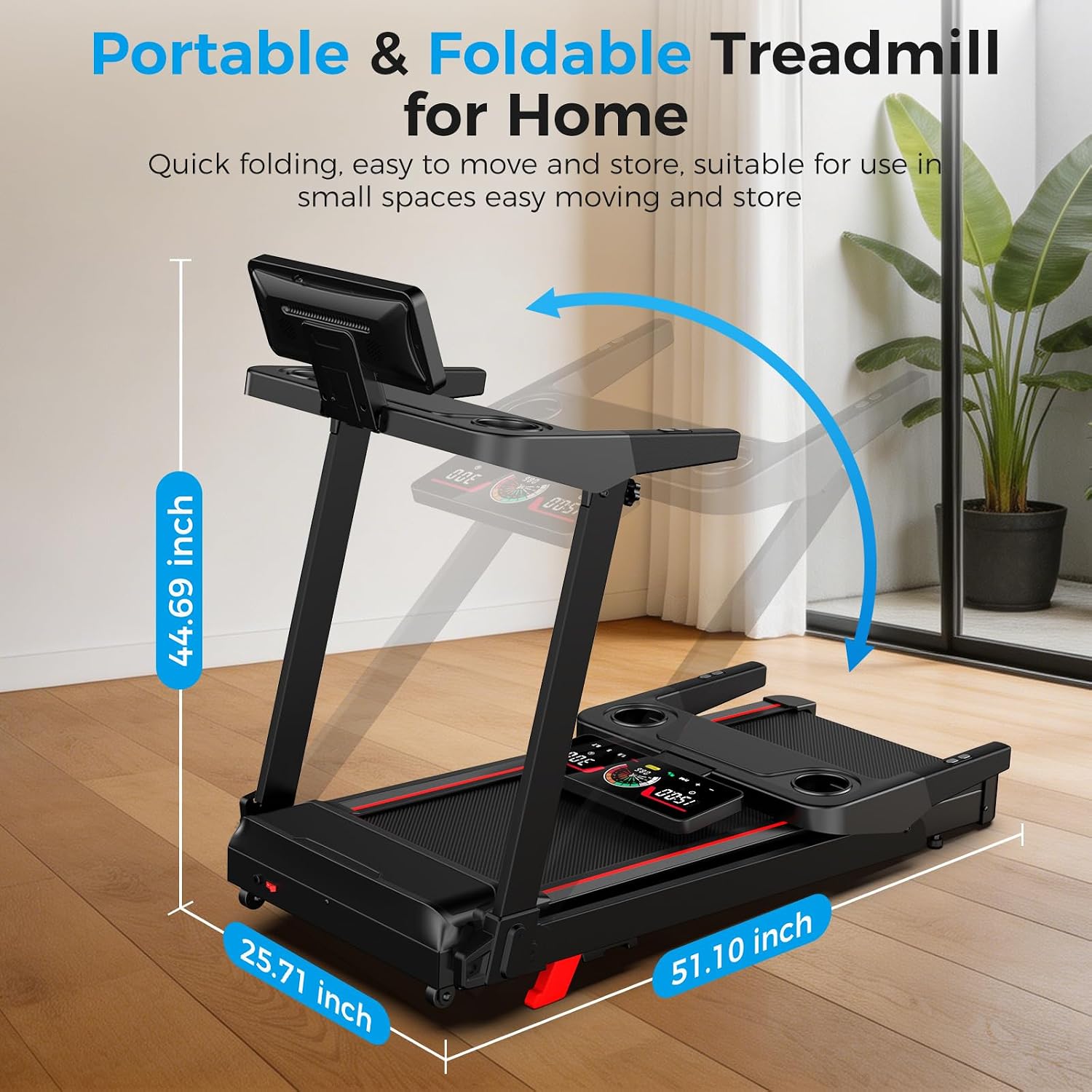 Detalle 2 de ApexionGear XYGC-107b Folding Treadmill with 10% Incline, 3.5 HP Motor