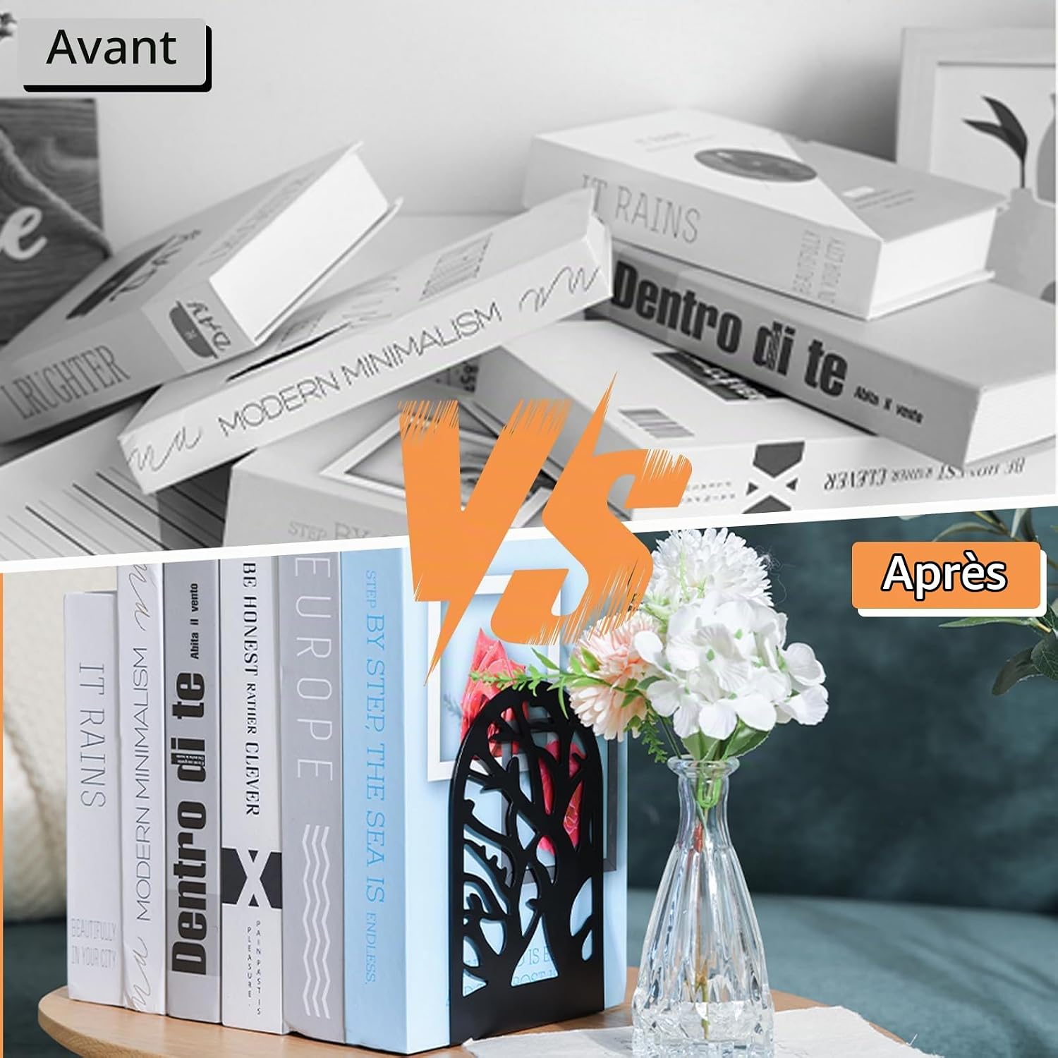 Thumbnail 5 de APKOL 001 metalen boekensteunen, zwart met boommotief en antislip