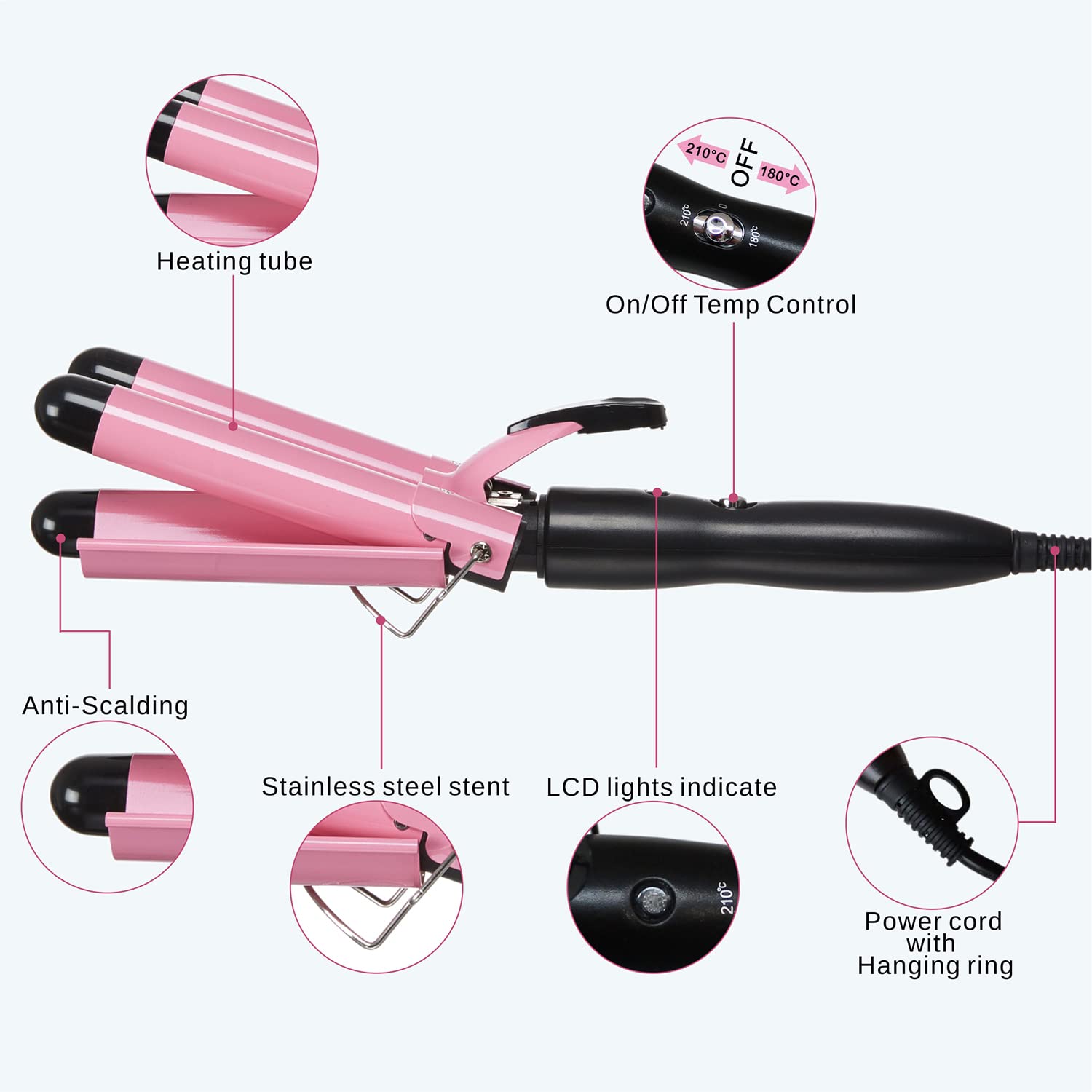 Detalle de TOP4EVER 3-Barrel Curling Iron