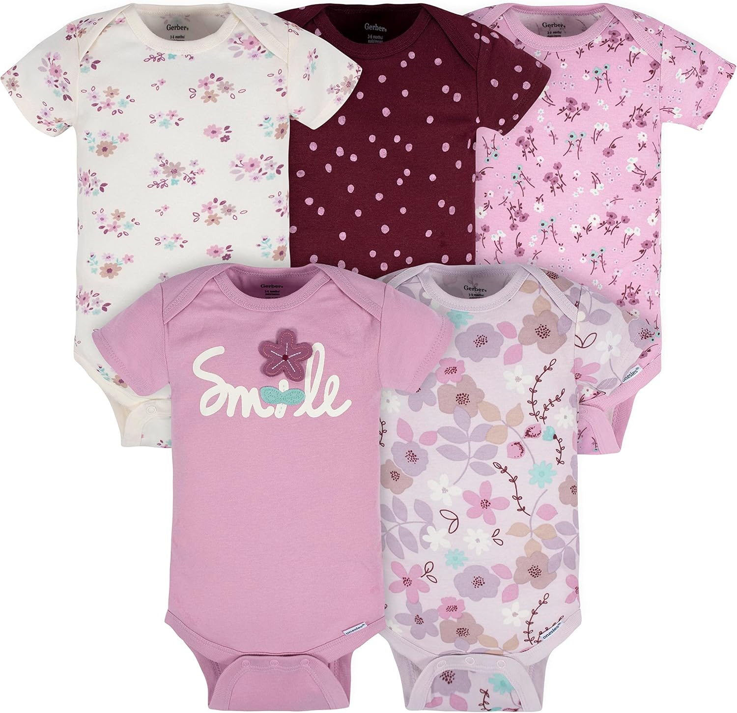Detalle de Gerber Bodysuits manches courtes pour bébé fille – lot de 5