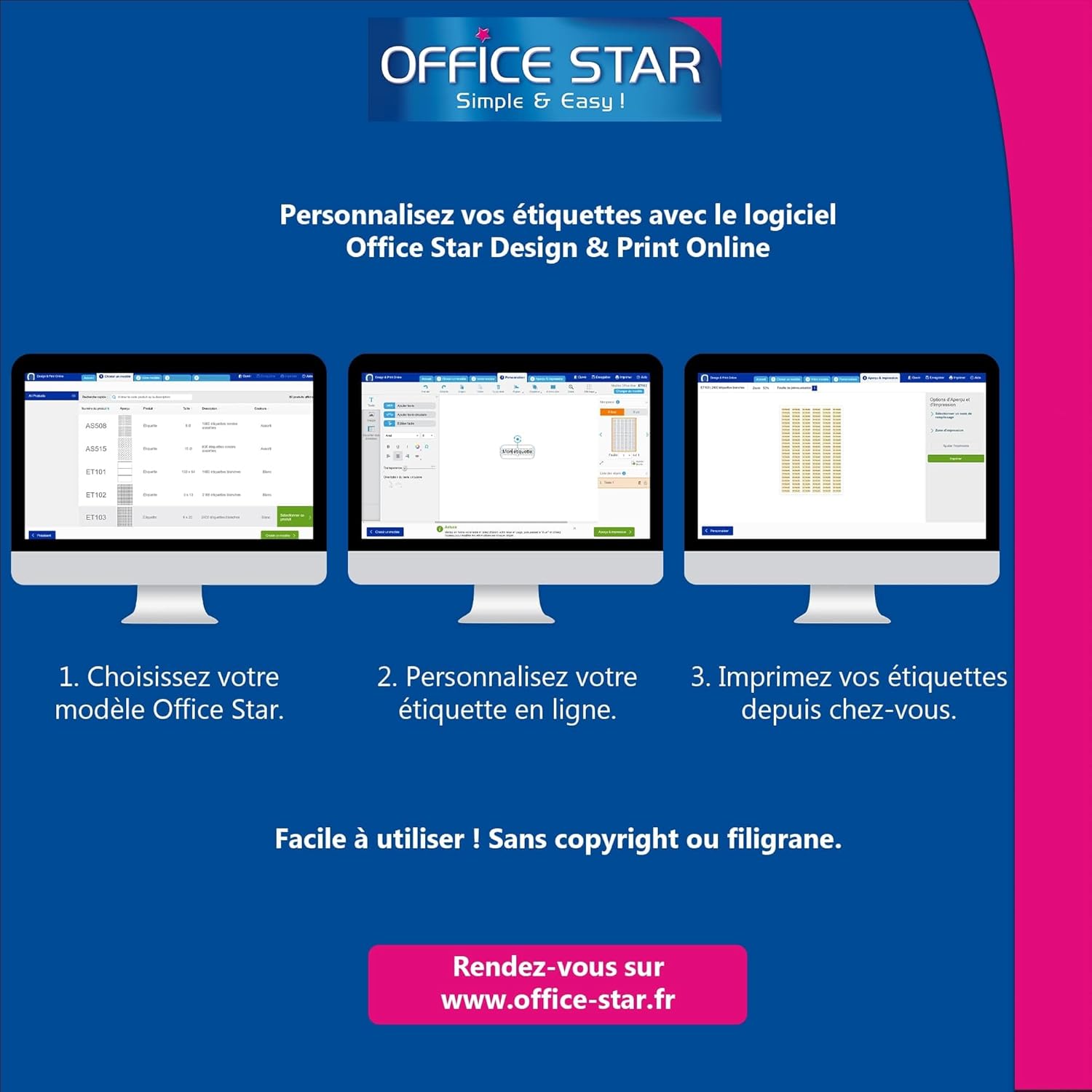 Thumbnail 5 de OFFICE STAR - 1000 Étiquettes Autocollantes Multi-Usages Blanches Personnalisables (105 x 57 mm)