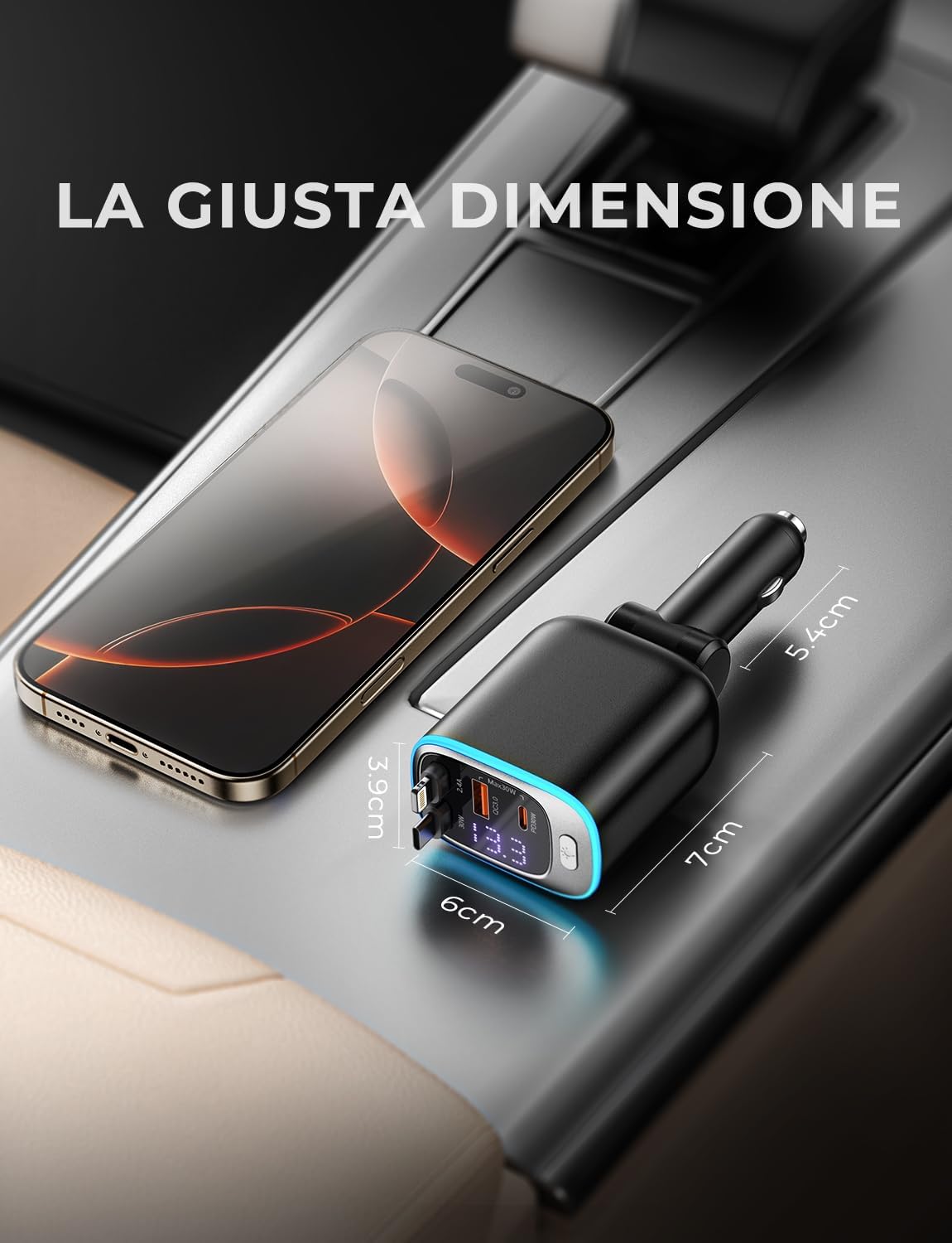 Thumbnail 5 de Rolgno Retrattile Caricatore Auto 72W con 4 porte USB