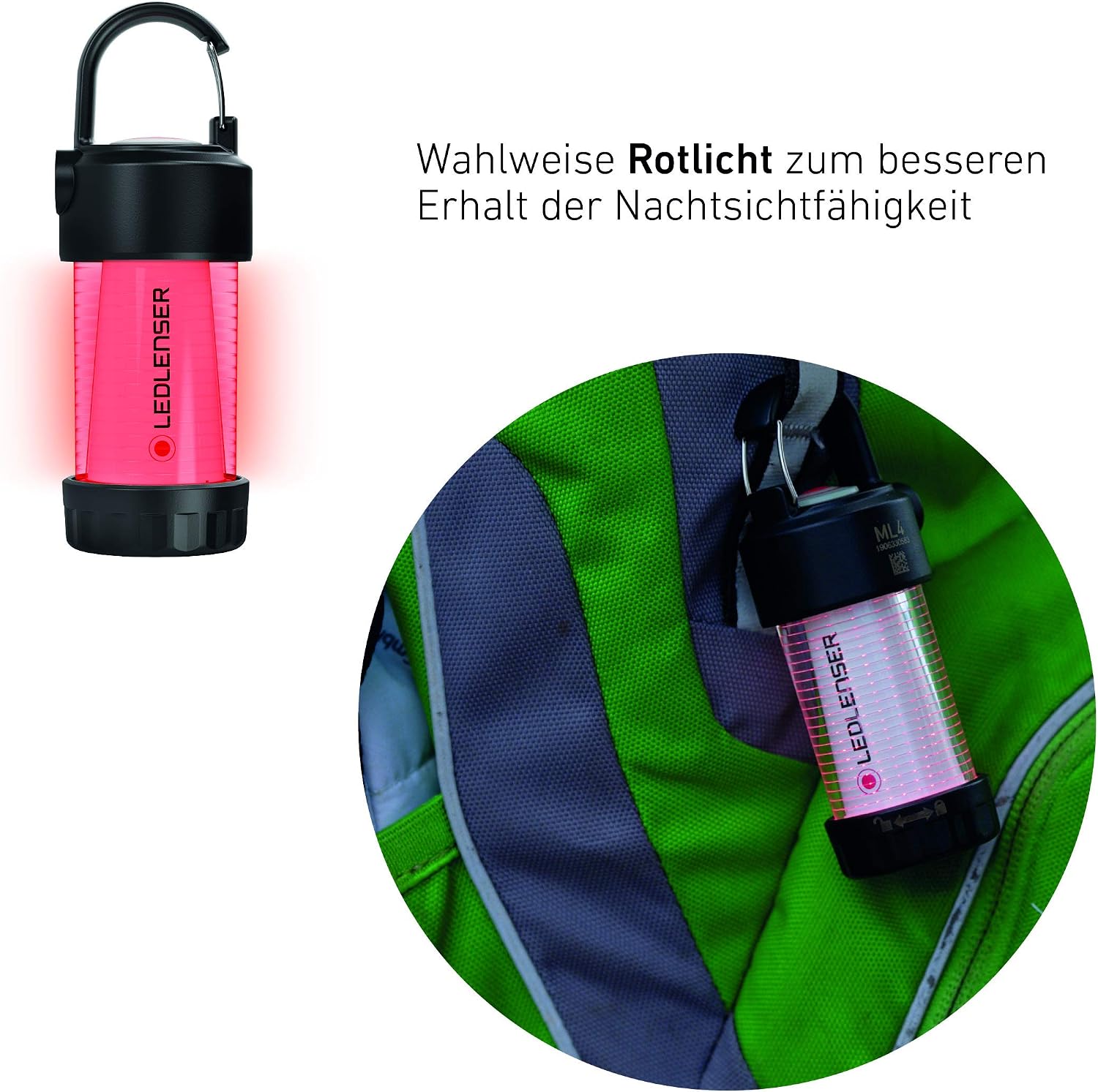Detalle de Ledlenser ML4: lanterna outdoor compatta con ricarica magnetica e luce rossa
