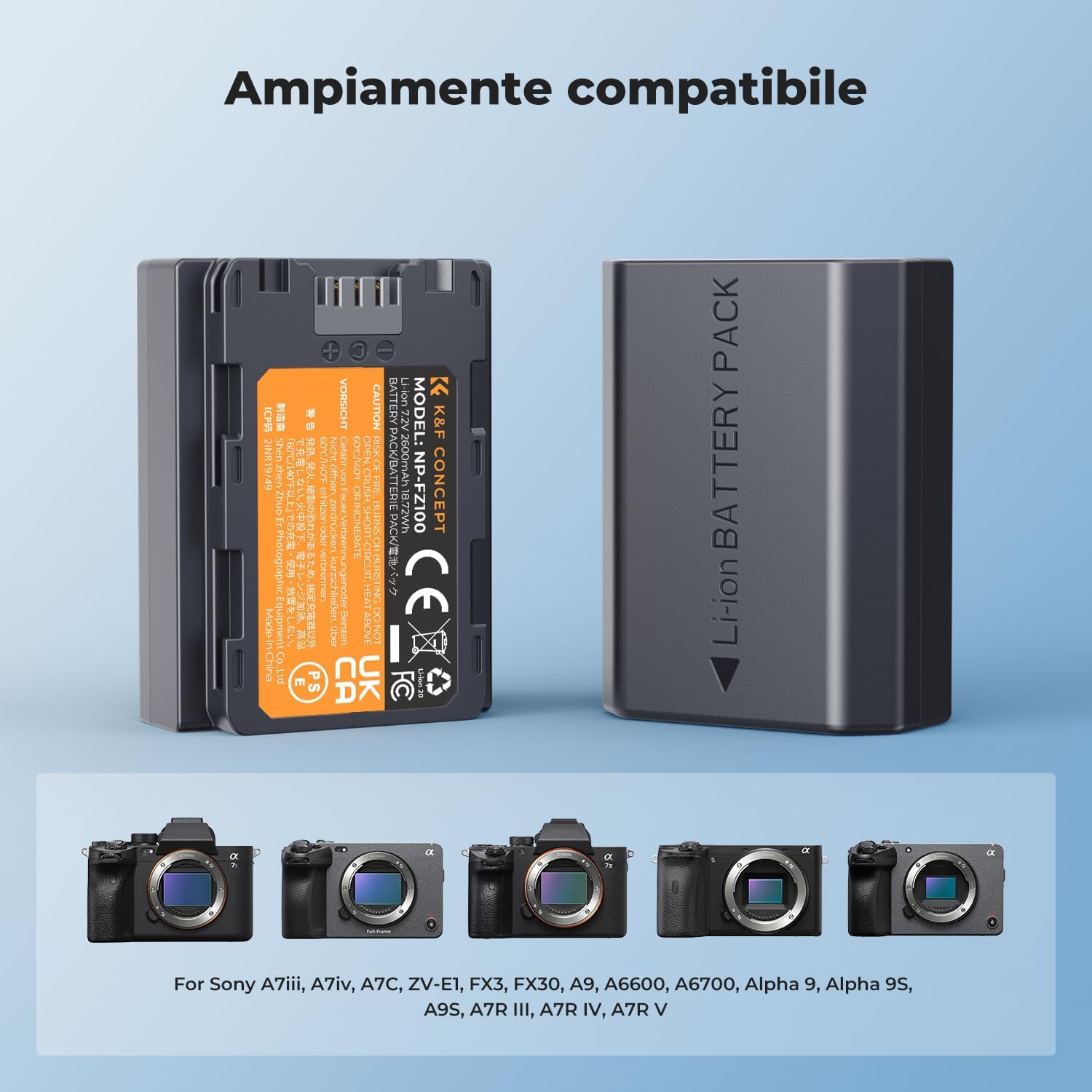 Thumbnail 5 de K&F CONCEPT NP-FZ100 2600mAh Batteria per fotocamera