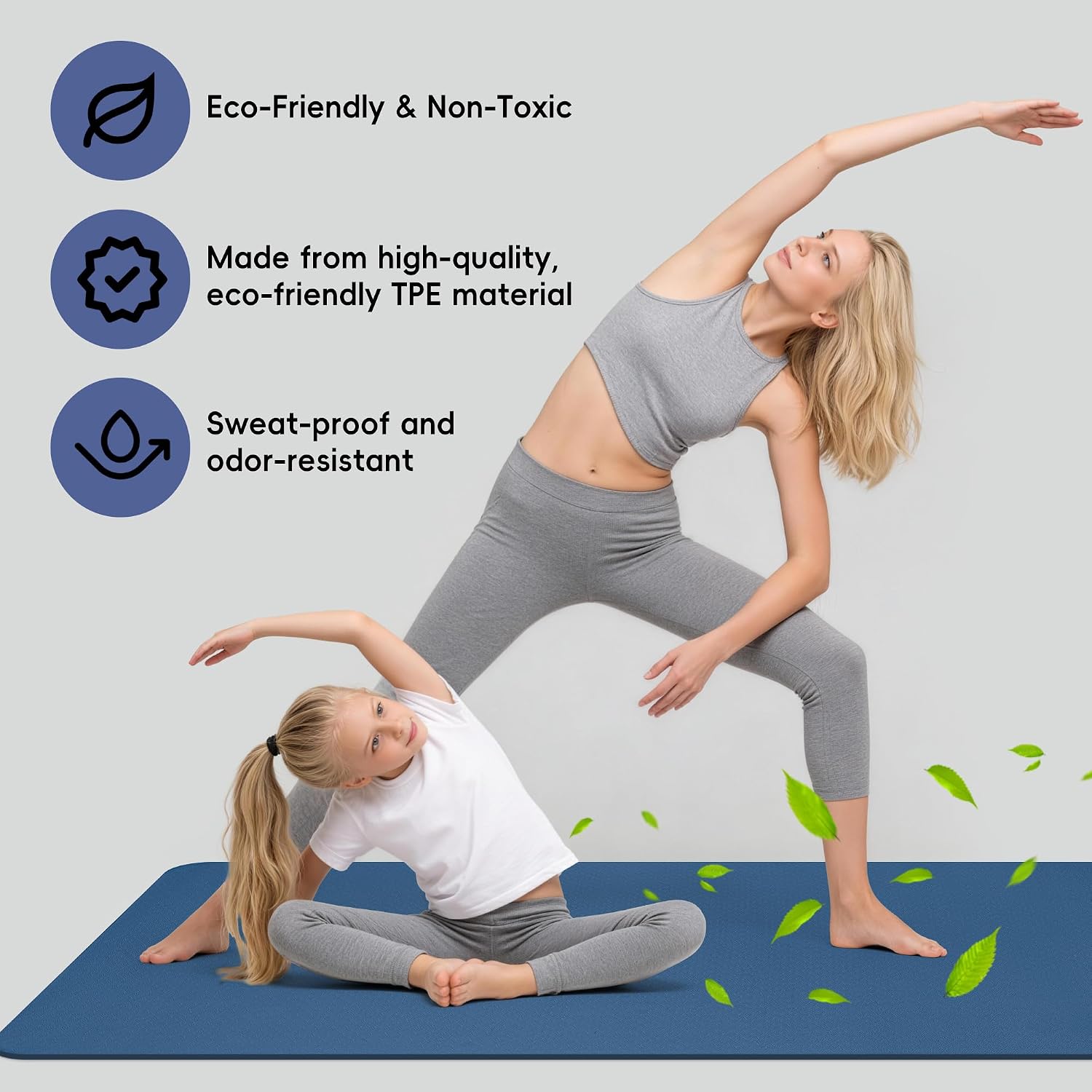Detalle de Wimwum Extra Wide Yoga Mat, 72" x 32", 6mm TPE, Double-Sided Grip
