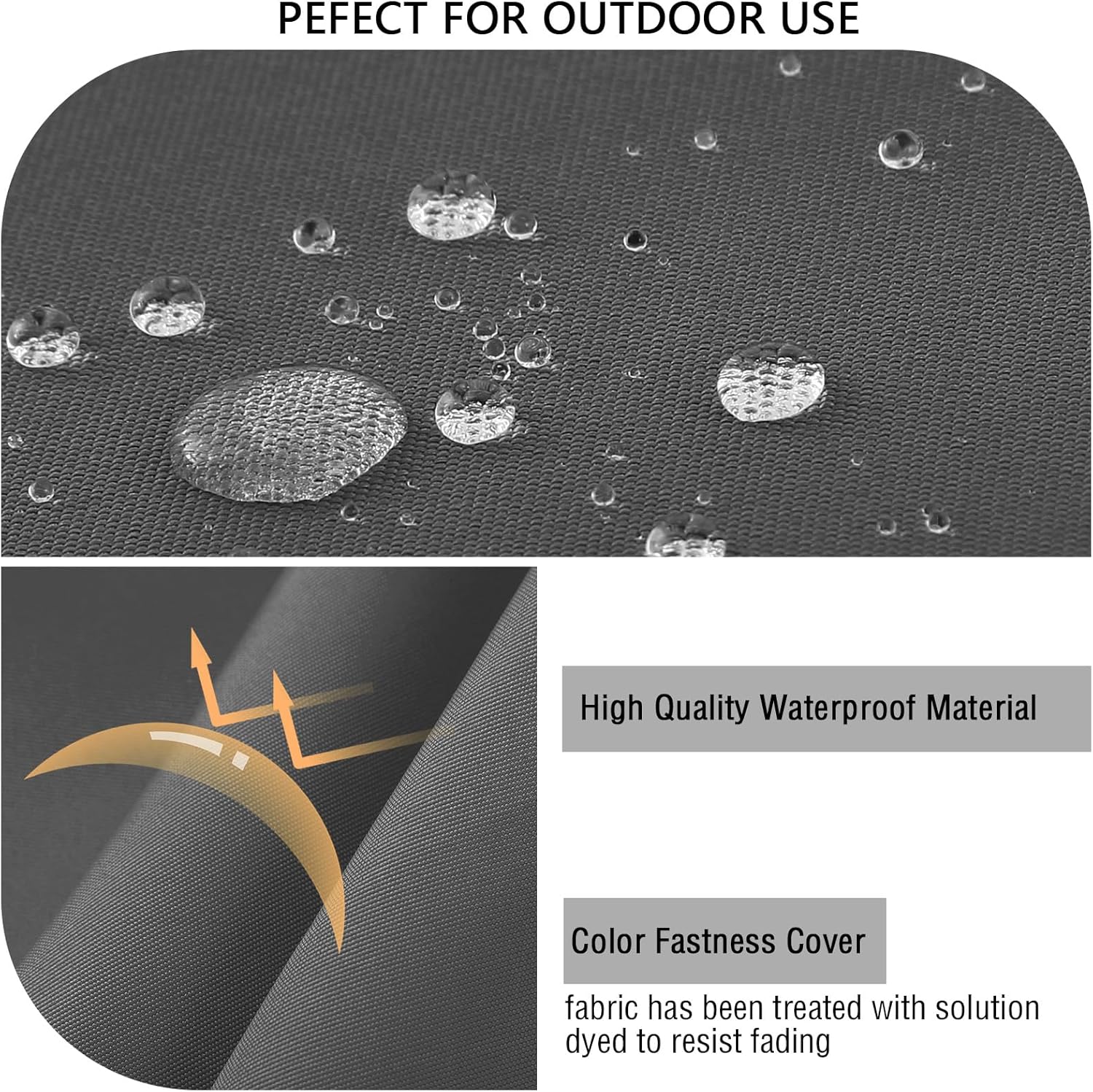 Detalle de PRIMEPATIO Outdoor Chair Seat Cushions (Set of 2) – Thick 7cm, 45 x 45cm, Dark Grey