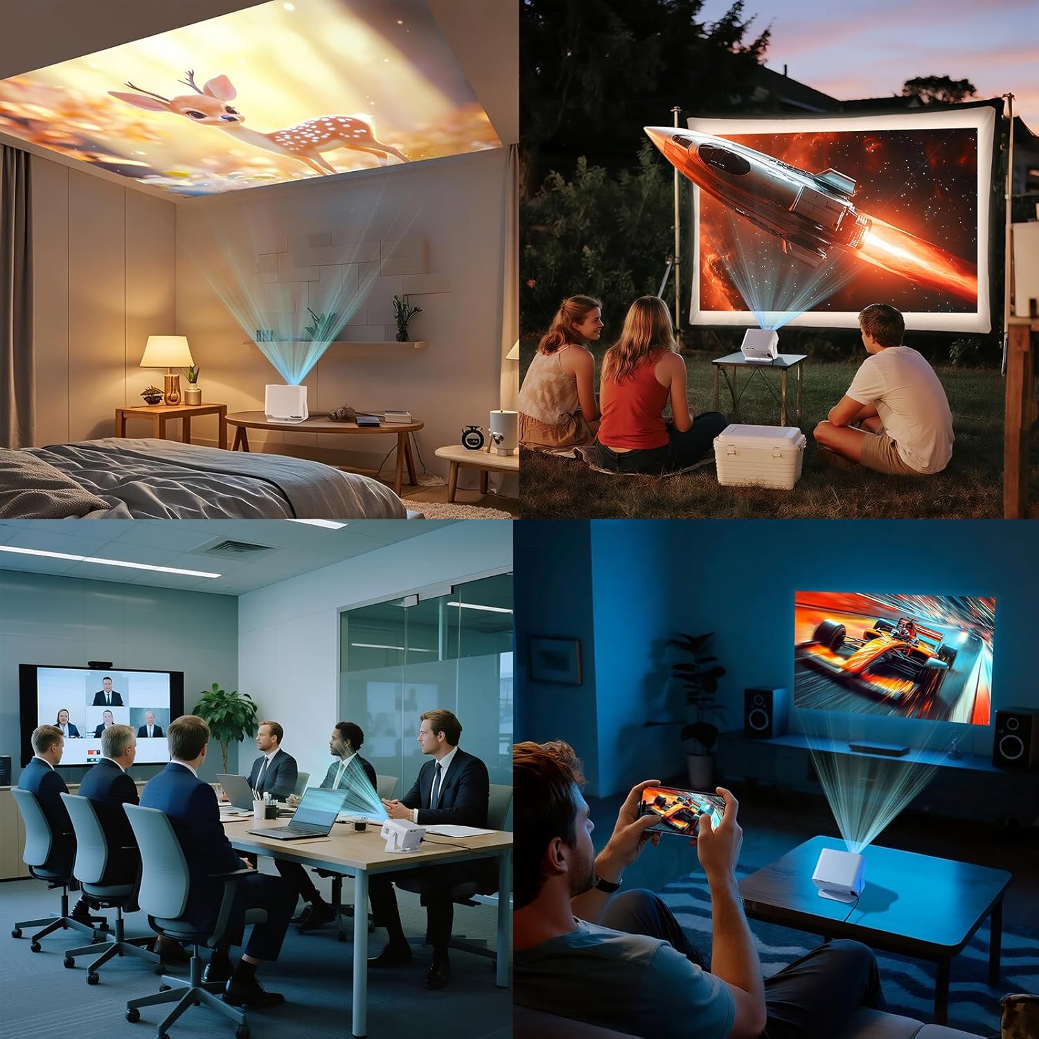 Thumbnail 3 de Portable Mini Projector (720P Native HD) with WiFi 6 & Bluetooth 5.2, Auto Keystone and Built-in Speaker