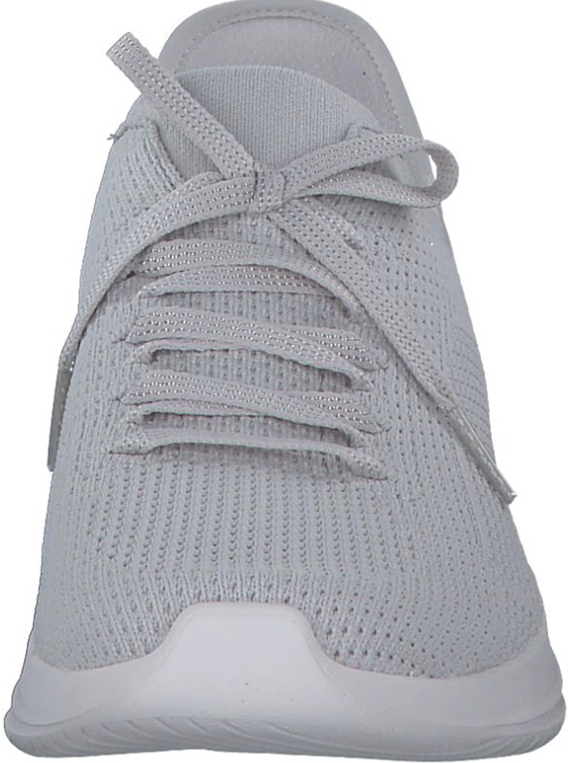 Detalle de Skechers Mujer Ultra Flex 3.0 Elevated Motion Slip-In – Light Gray Knit/Trim