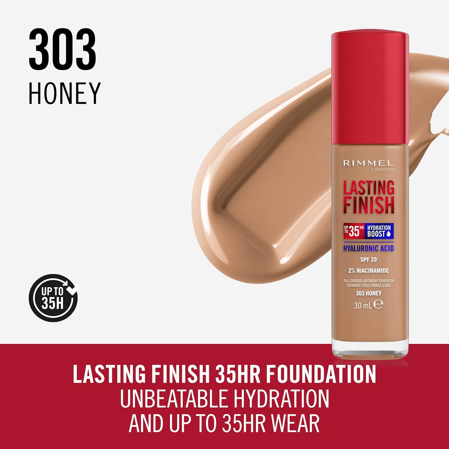 Thumbnail 1 de Rimmel London Lasting Finish Base Honey 30ml 💄