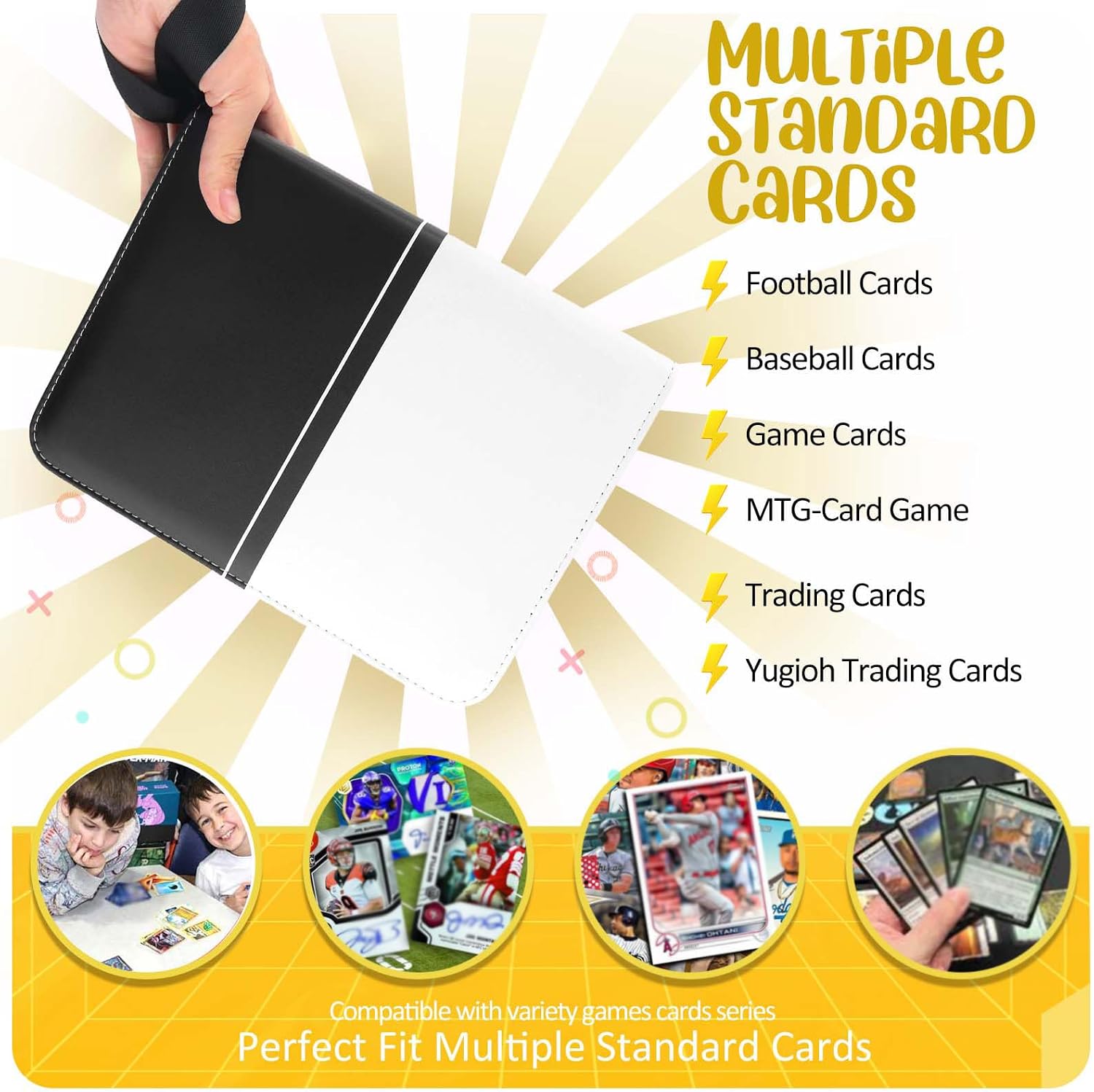 Thumbnail 5 de EASYFUN 2PCB-02-3 Trading Card Binder, 400-Card Capacity, Zippered Black PU Leather