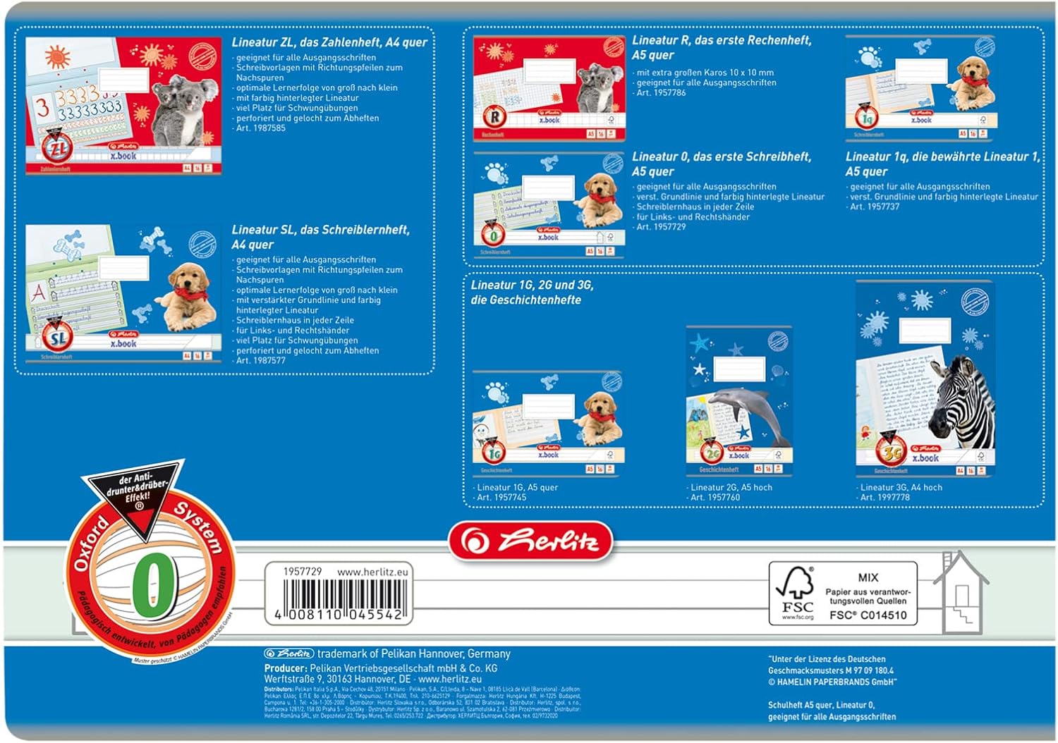 Thumbnail 2 de Herlitz x.book Schulheft A5 Lineatur 0, Klasse 1 – 16 Blatt, 10 Stück