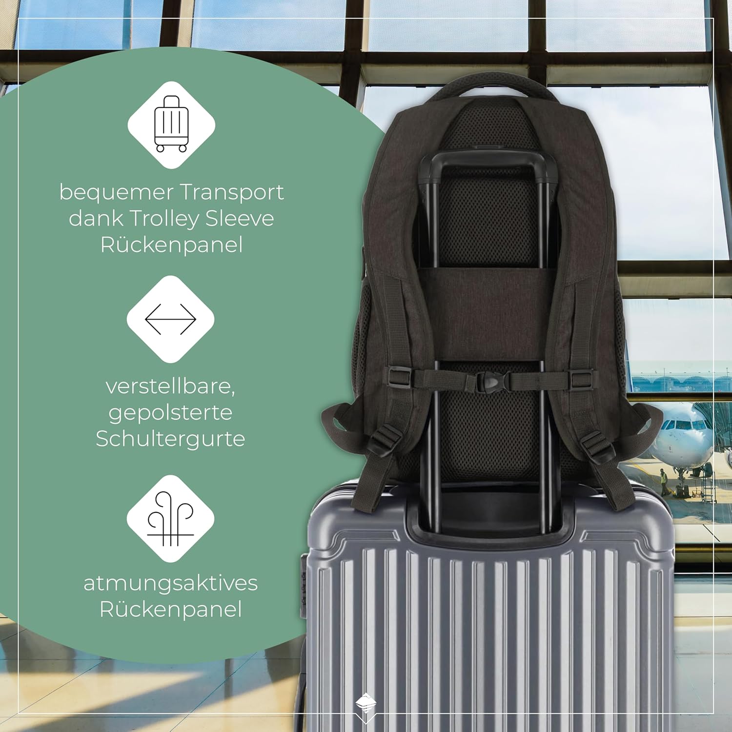 Detalle de Travelite BASICS Handgepäck-Rucksack mit Laptopfach 15,6 Zoll (22 Liter)