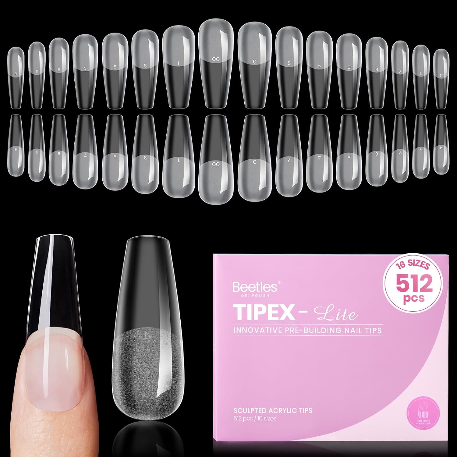 Detalle de Beetles Tipex Lite Apex Nail Tips 512pcs