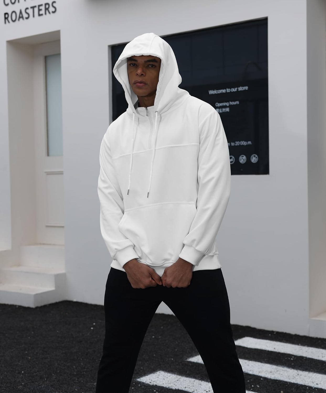 Thumbnail 2 de Gavliuu Herren Zip Hoodie mit Stehkragen & Doppelkapuze (300 g/m²) – Loose Fit für Frühling, Herbst & Winter