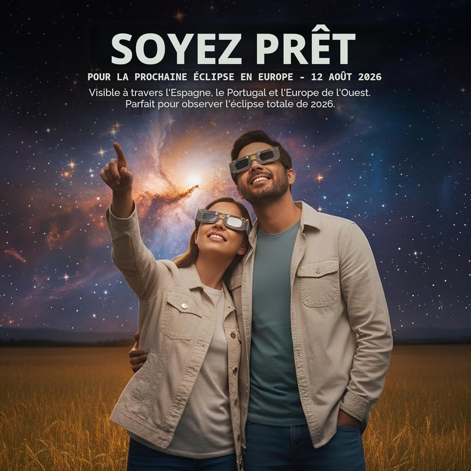Thumbnail 6 de VOLTNGO Lot de 2 lunettes d’éclipse solaire certifiées ISO 12312-2 et CE – Observation sûre du 12 août 2026