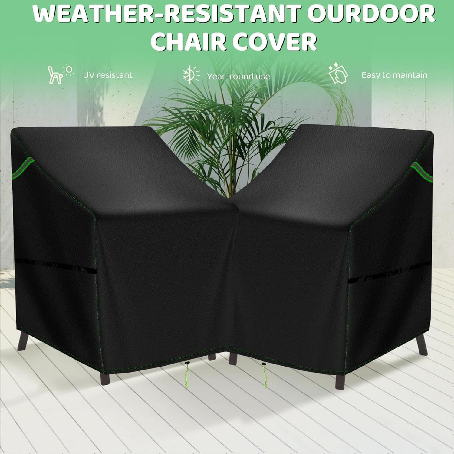 Detalle de TIFILE TF-CC-3 Outdoor Chair Cover, 420D Waterproof Black Patio Cover