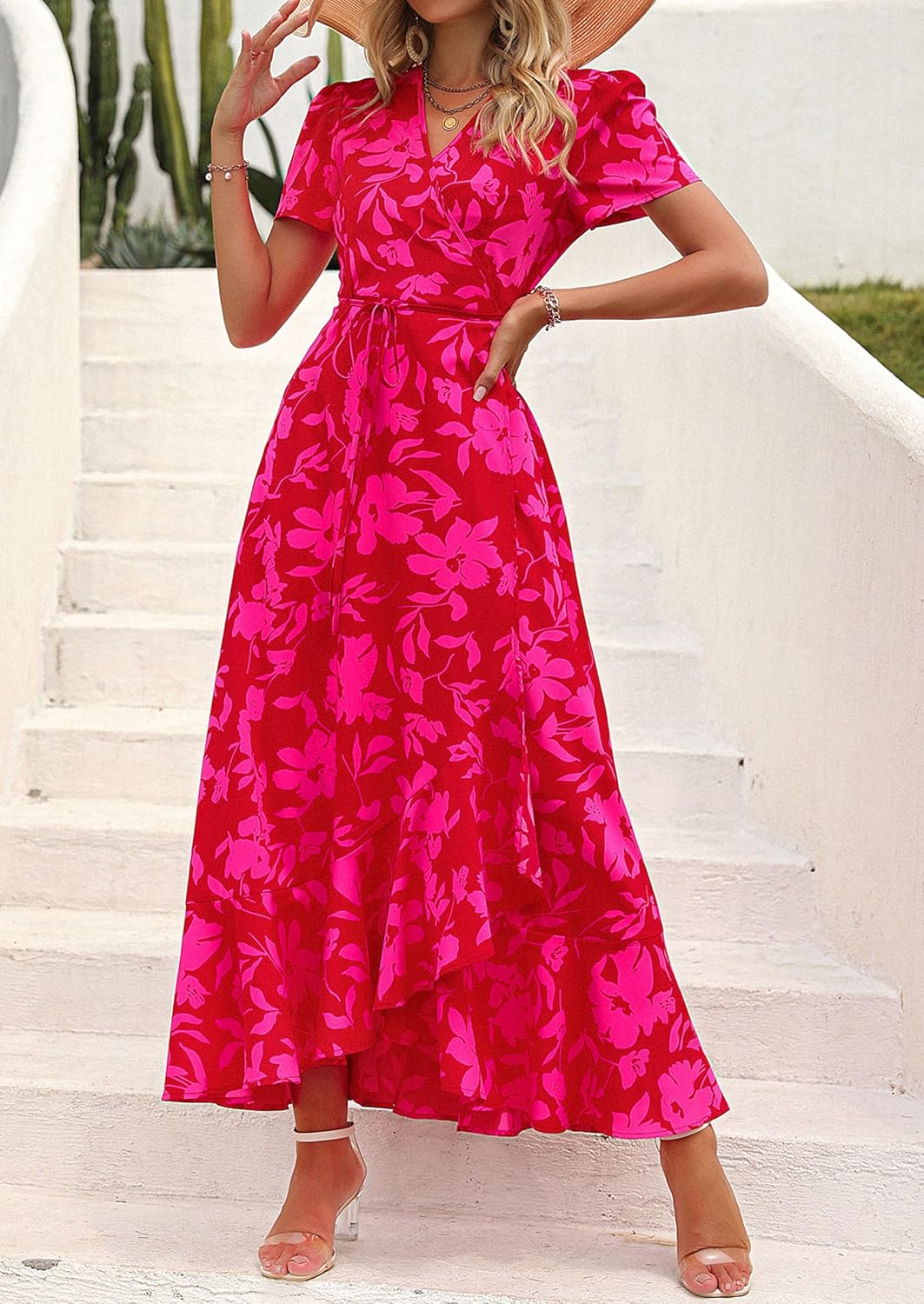 Thumbnail 2 de PRETTYGARDEN Women's Boho Floral Maxi Dress: V-Neck Wrap Comfort for Summer to Beyond