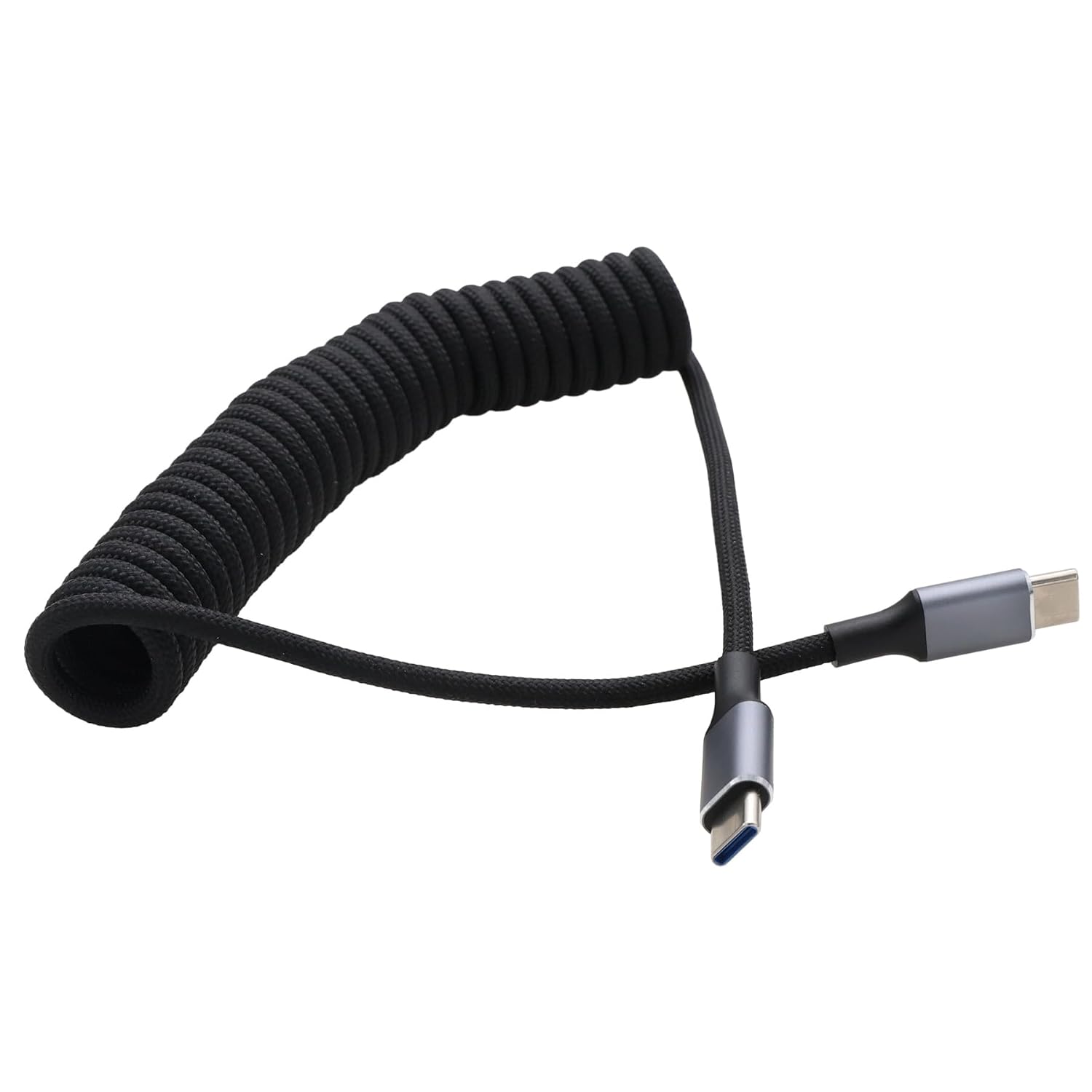 Detalle 2 de HangTon USB-C to USB-C 100W Fast Charging Braided Coiled Cable