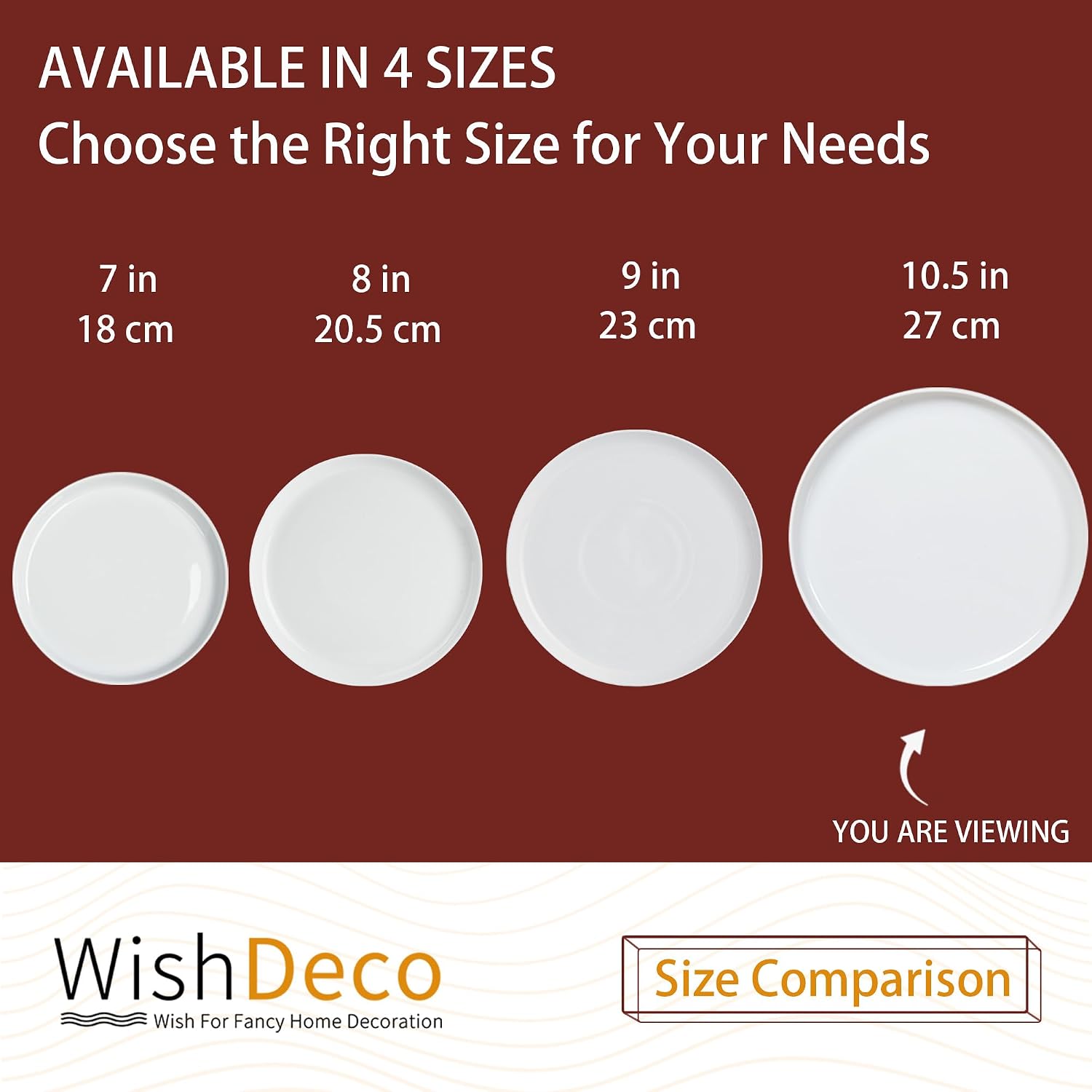 Detalle 2 de WishDeco QY020DCP White Porcelain Dinner Plates, Set of 4, 10.5-Inch