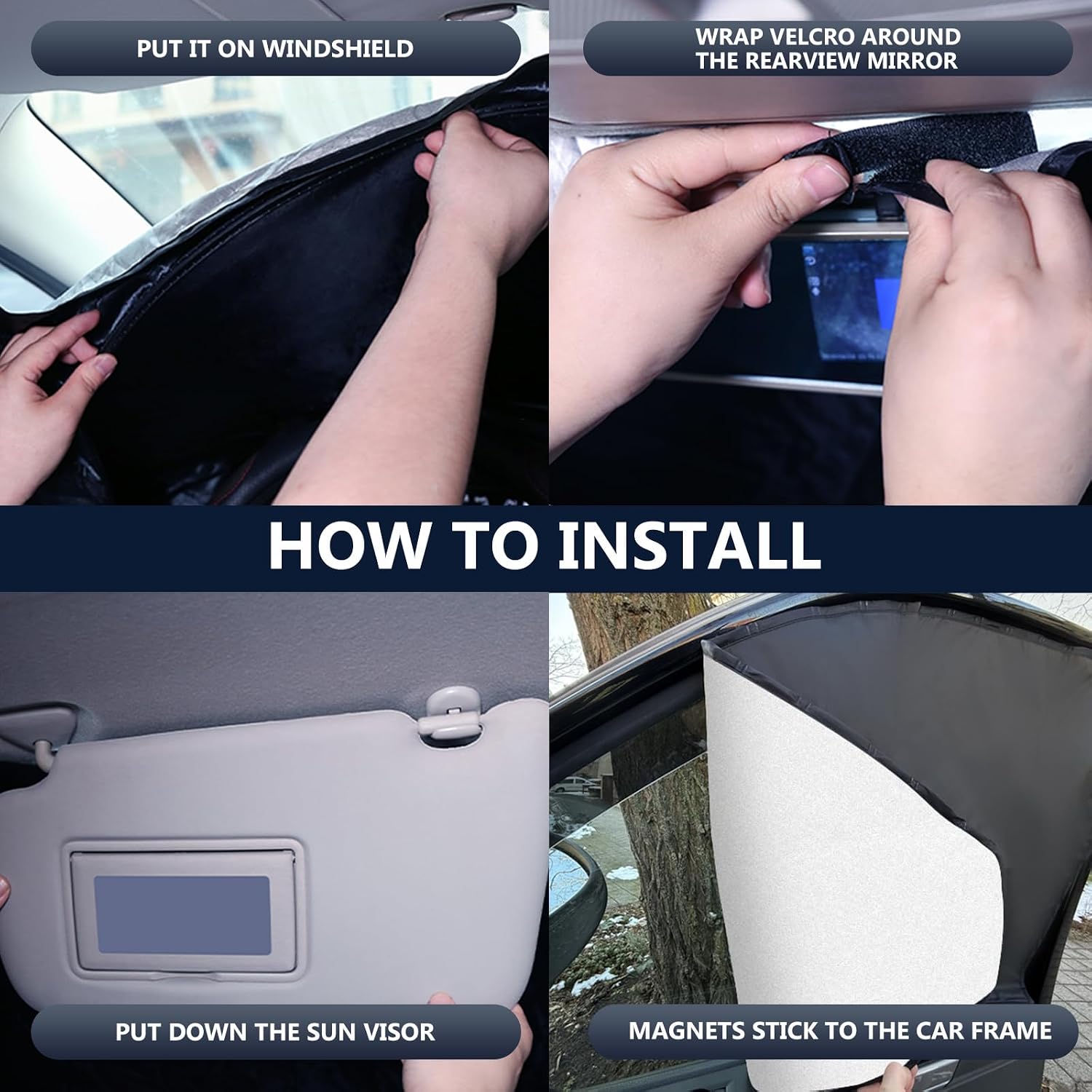 Detalle 2 de ZATOOTO Windscreen Cover for VW T5/T6 (3 Pieces) Magnetic Internal Thermal Blinds