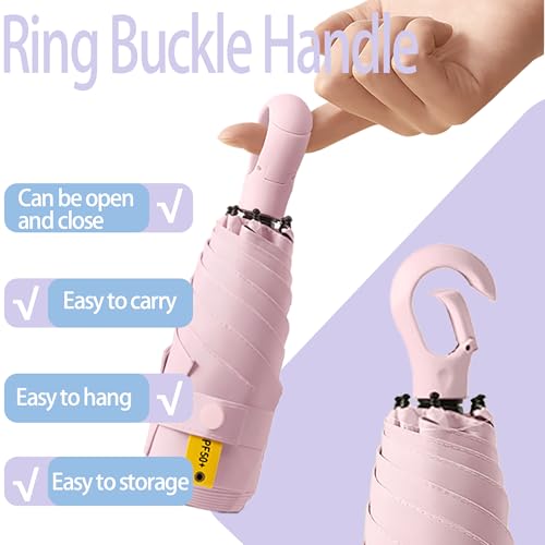 Detalle de Travebo Mini Paraguas de Mano UPF 50+ | Protección UV y Lluvia, plegable 21 cm