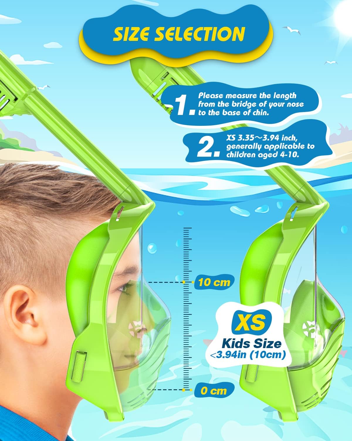 Detalle de QingSong Kids Full Face Snorkel Mask Set with Camera Mount