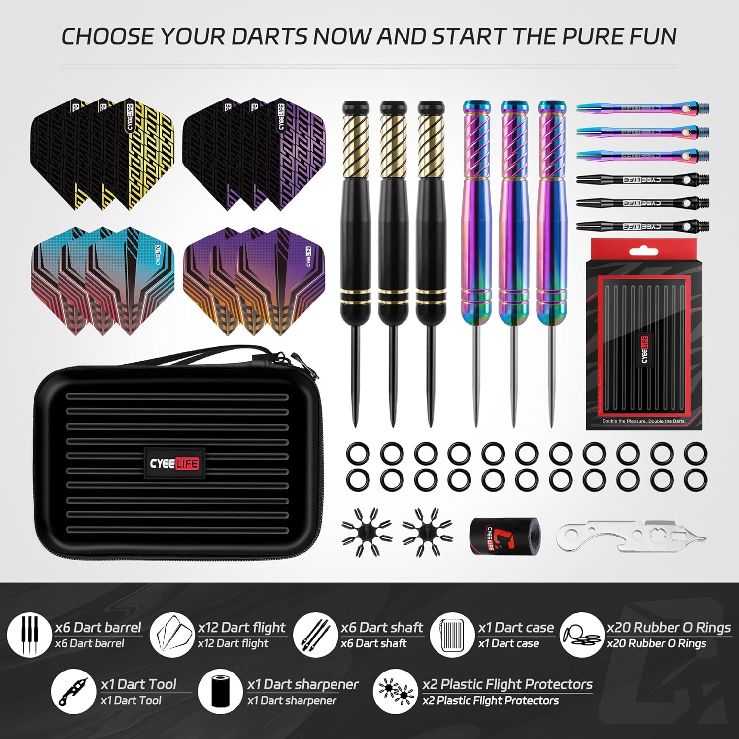 Thumbnail 4 de CyeeLife Profi Messing Stahl Dart Set 20 g