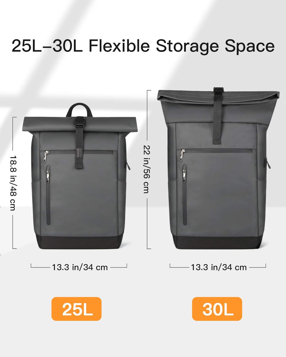 Detalle 2 de Inateck RollTop Backpack (25L–30L) with 17 Inch laptop compartment – roll-top bicycle & commuting daypack