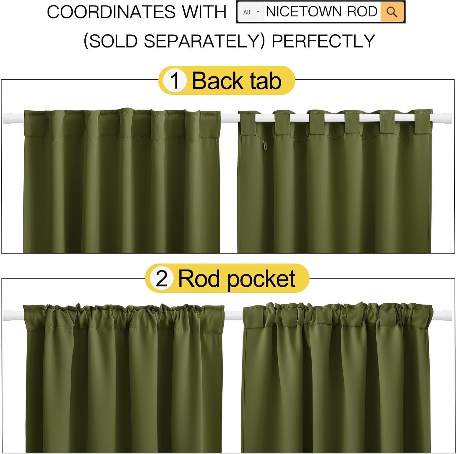 Detalle 1 de NICETOWN 62x63 Blackout Curtain Panels 🪟