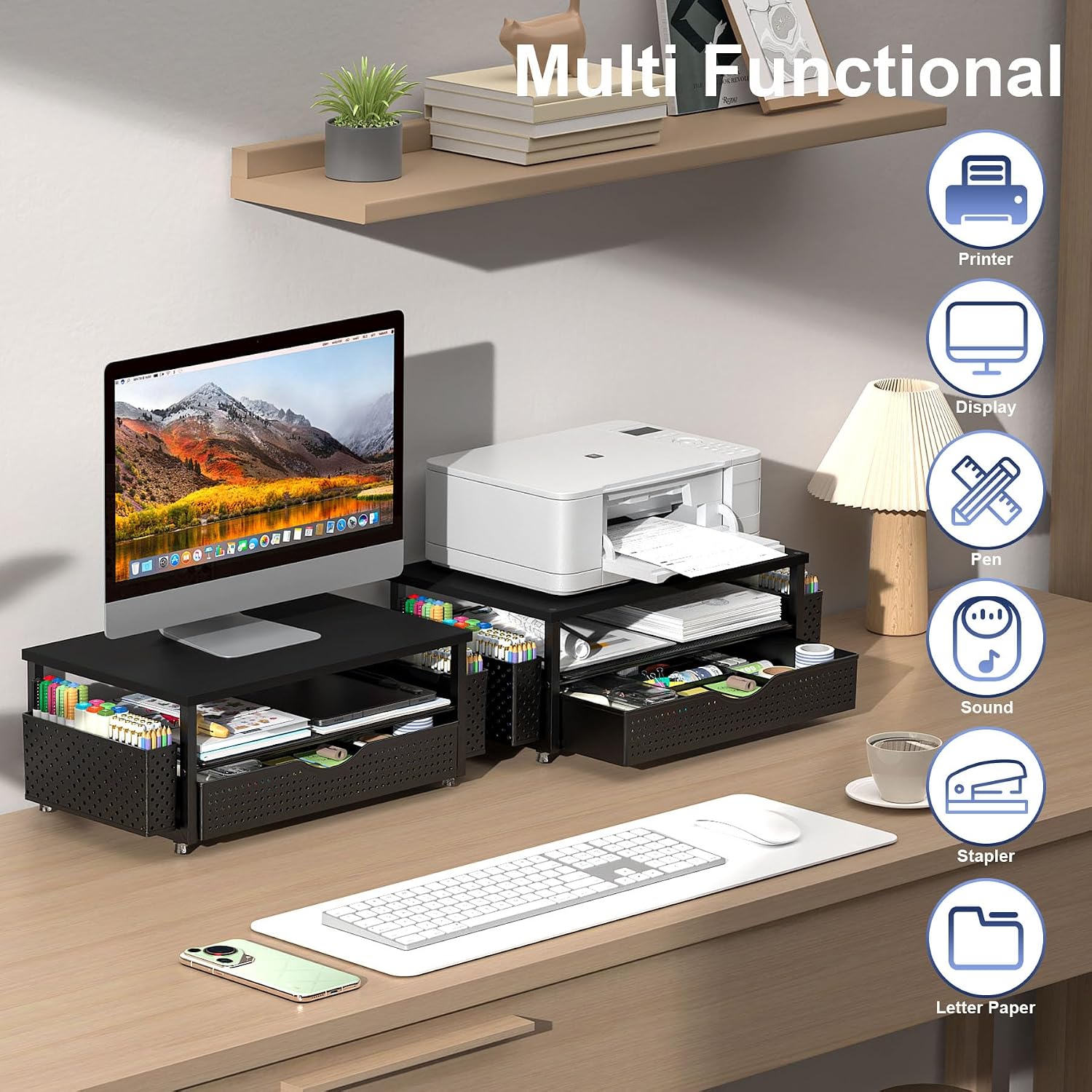Thumbnail 4 de Spacrea Desk Organizer Monitor Stand with Drawer 🗄