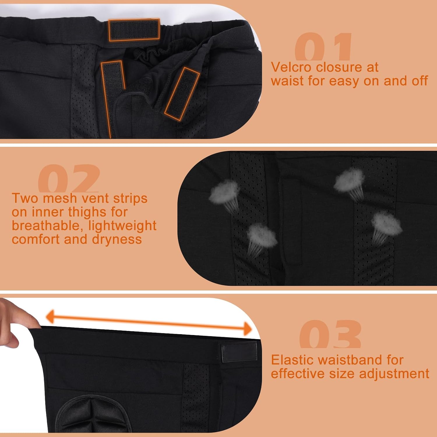 Detalle de Short de protection AOOWU rembourré en EVA 3D pour hanches (skate, snowboard, patinage, équitation, cyclisme)
