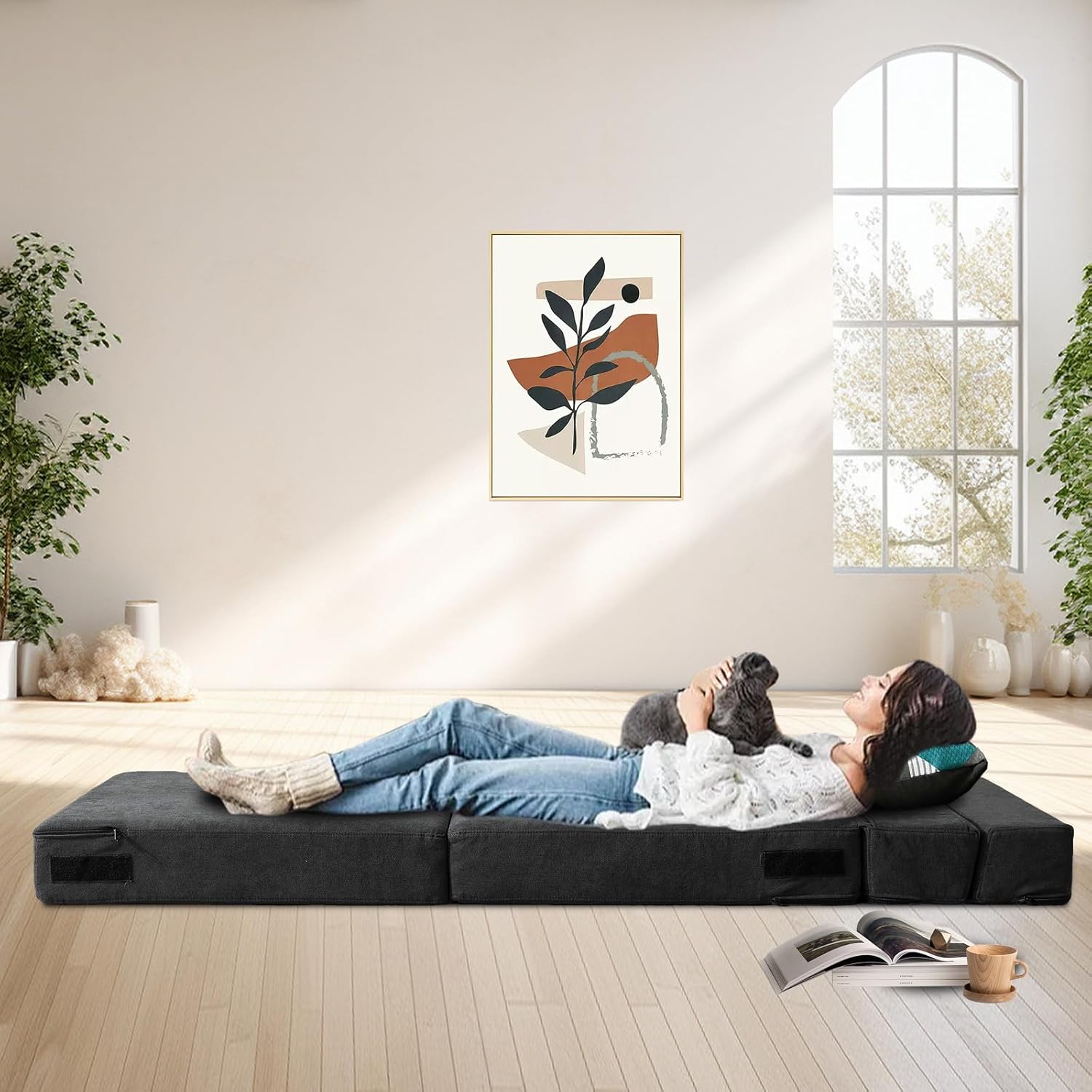Detalle de ANONER Divano letto pieghevole 70 x 190 cm: memory foam e coperture lavabili per piccoli spazi