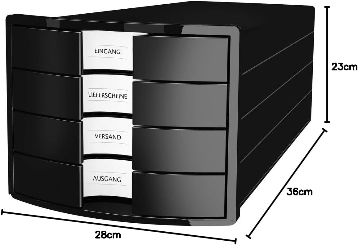 Detalle de HAN 1012-13 IMPULS 2.0 – czarny pojemnik z 4 szufladami na A4/C4