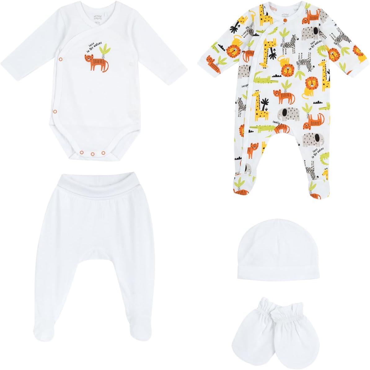 Detalle 2 de Chicco Geschenkset zur Geburt für Neugeborene – Strampler, Mütze und Lätzchen aus weicher Baumwolle
